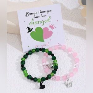 Wicked inspired Best friend Green and Pink Beaded Bracelets Set